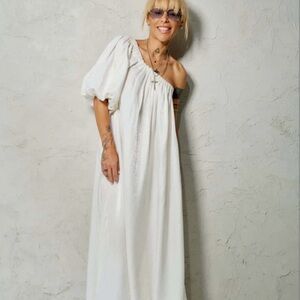 Locker Room Chic White Off-Shoulder Maxi Dress